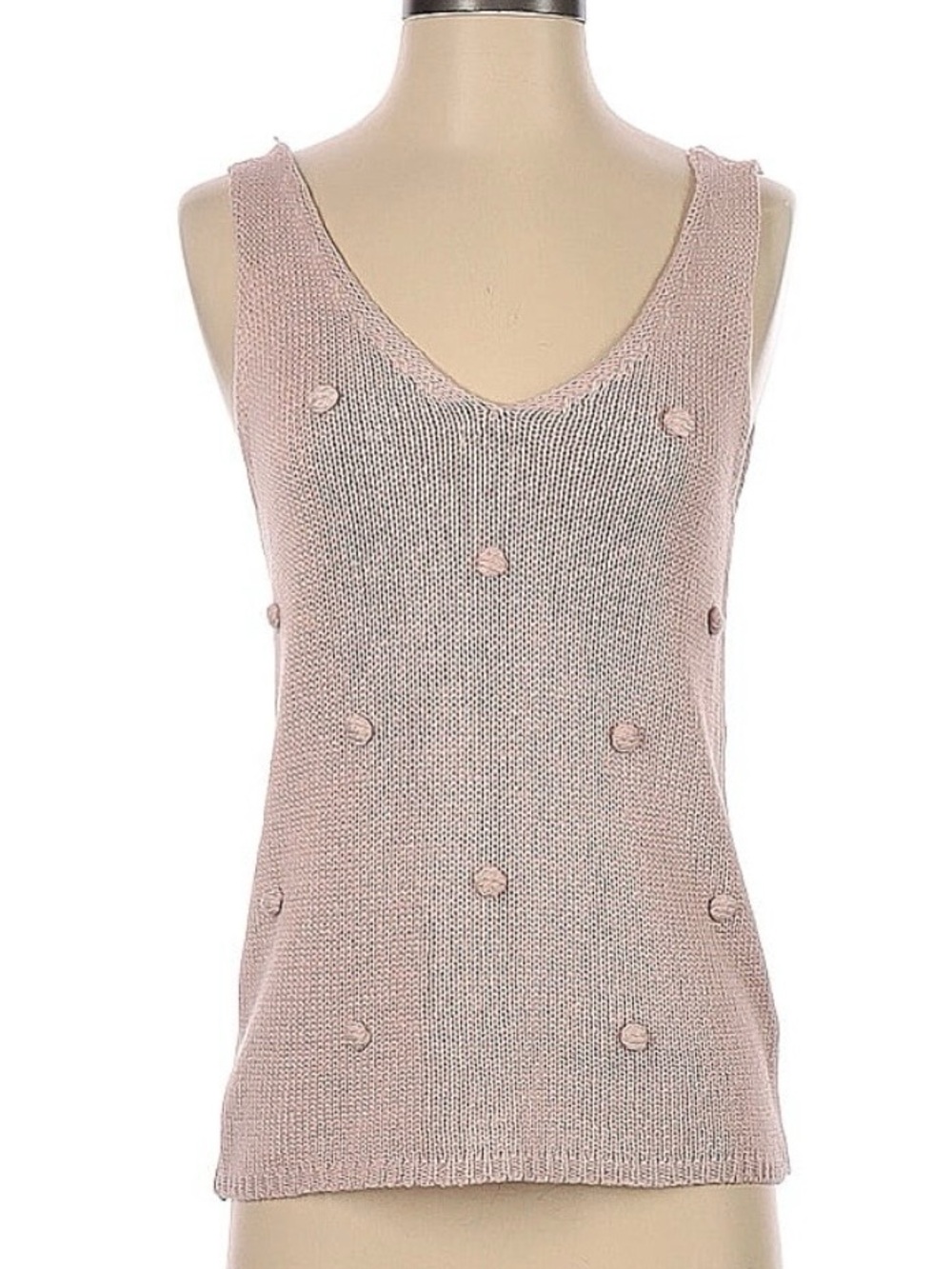 Blu Pepper Blush Pink Pom-Pom Knit Tank